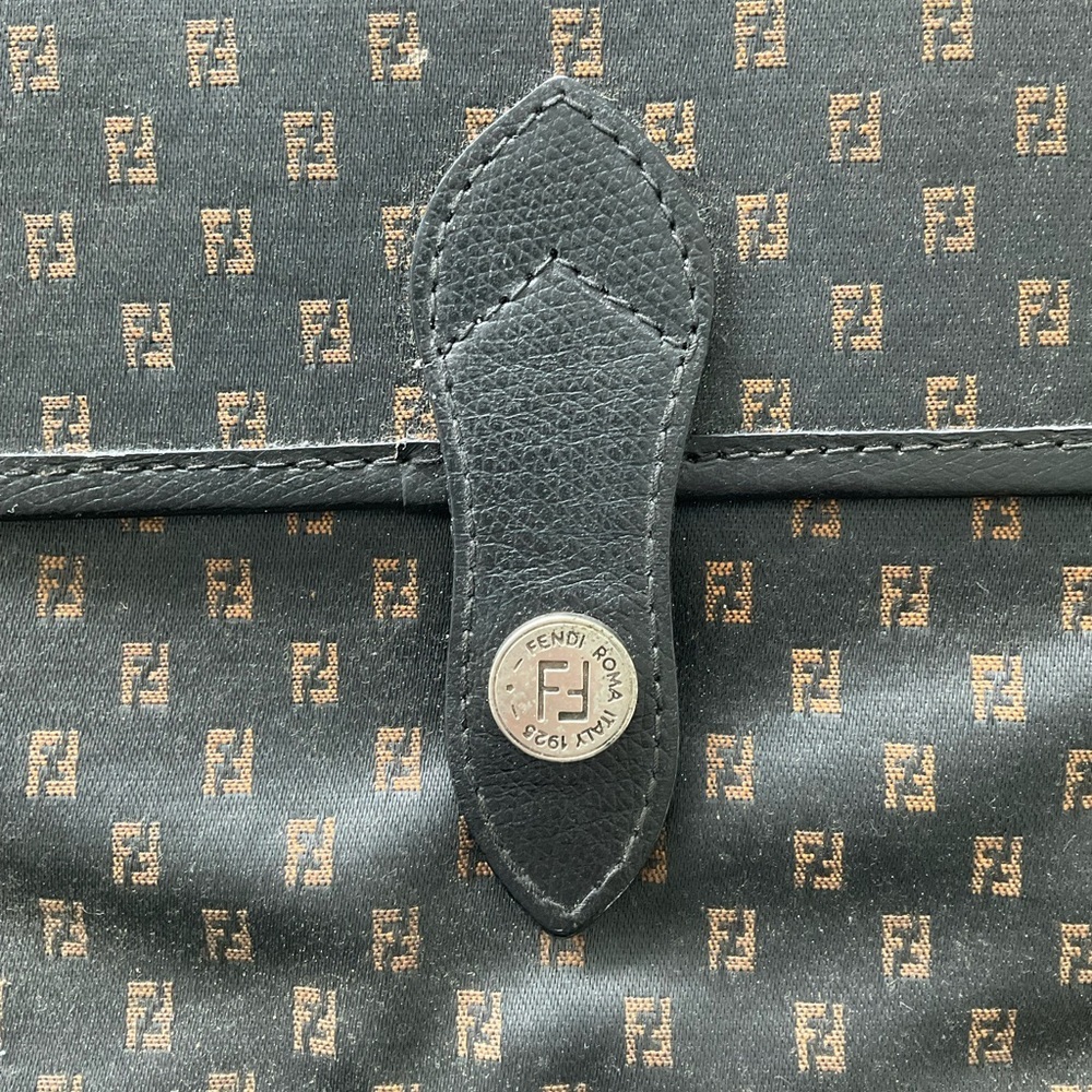Fendi Vintage Zucca FF Monogram Canvas Flap Clutch Pouch Y2K Italy